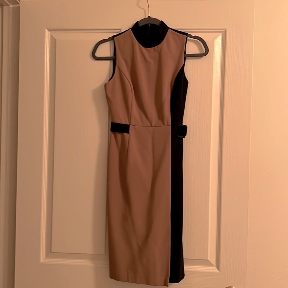 White House black market tan and black dress
